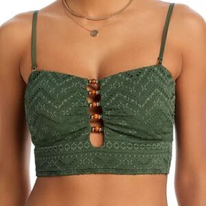 La Blanca Saltwater Sands Olive Beaded Ladder Eyelet Bikini Set Sz XL